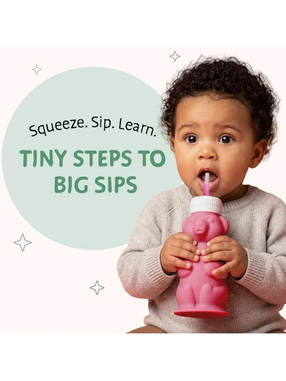 Silicone Honey Bear Straw Cups for Babies - 8oz, Dishwasher Safe, 2-Pack